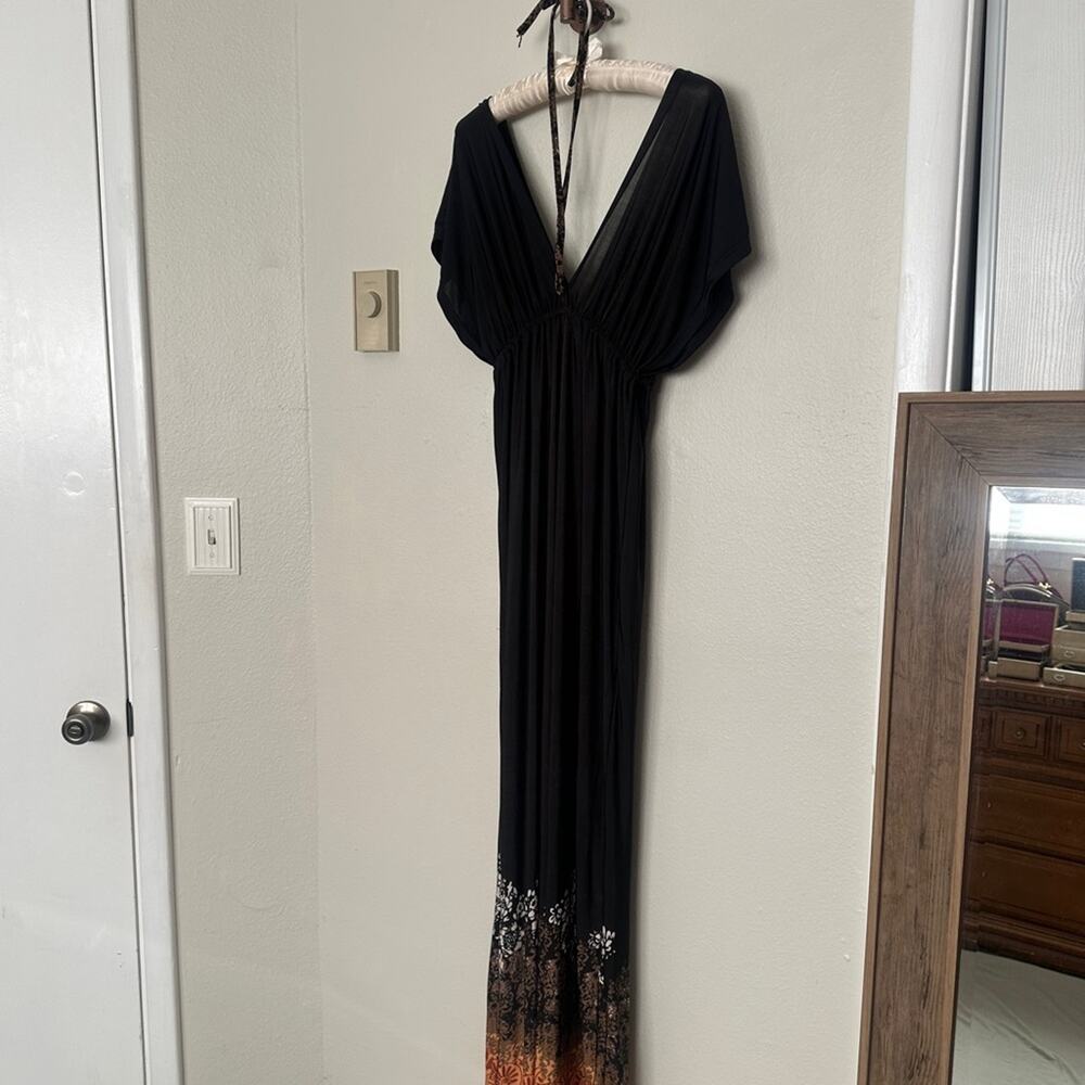 Chic Black and Orange Maxi Dress